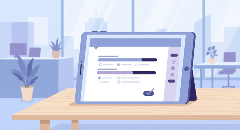 Anonyme Mitarbeiterbefragung auf Tablet